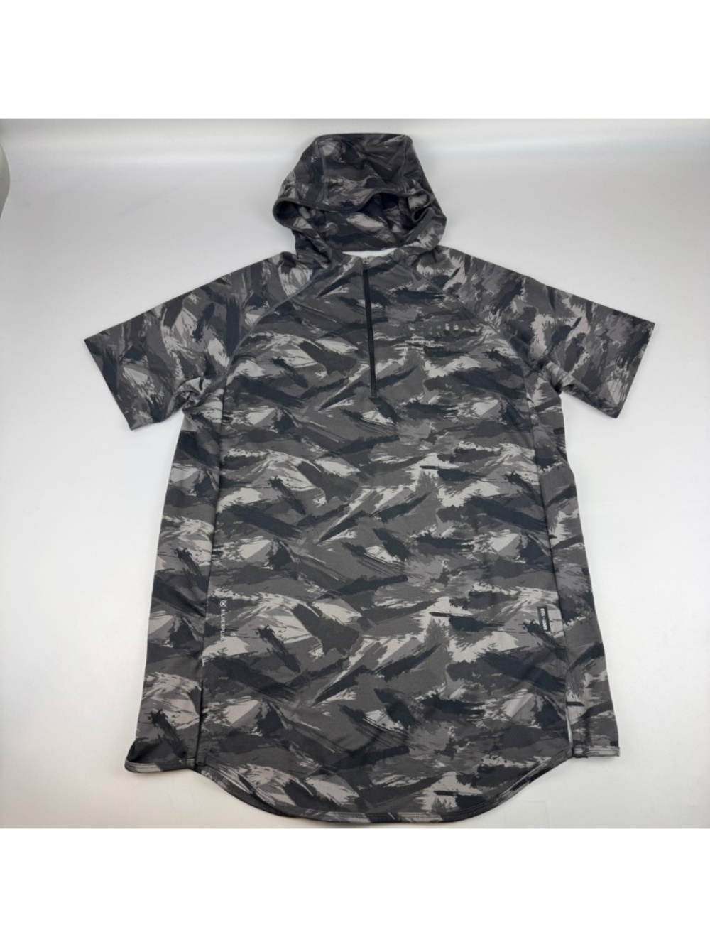 ASRV Mens Size L DSG 0328 Silverplus Short Sleeve Hoodie 1/4 Zip Camo *Read